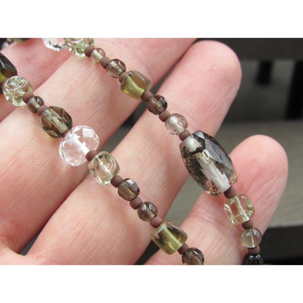 7" Sterling Silver Stone & Glass Earth Tones Bracelet Vintage Elegant Beautiful View 3